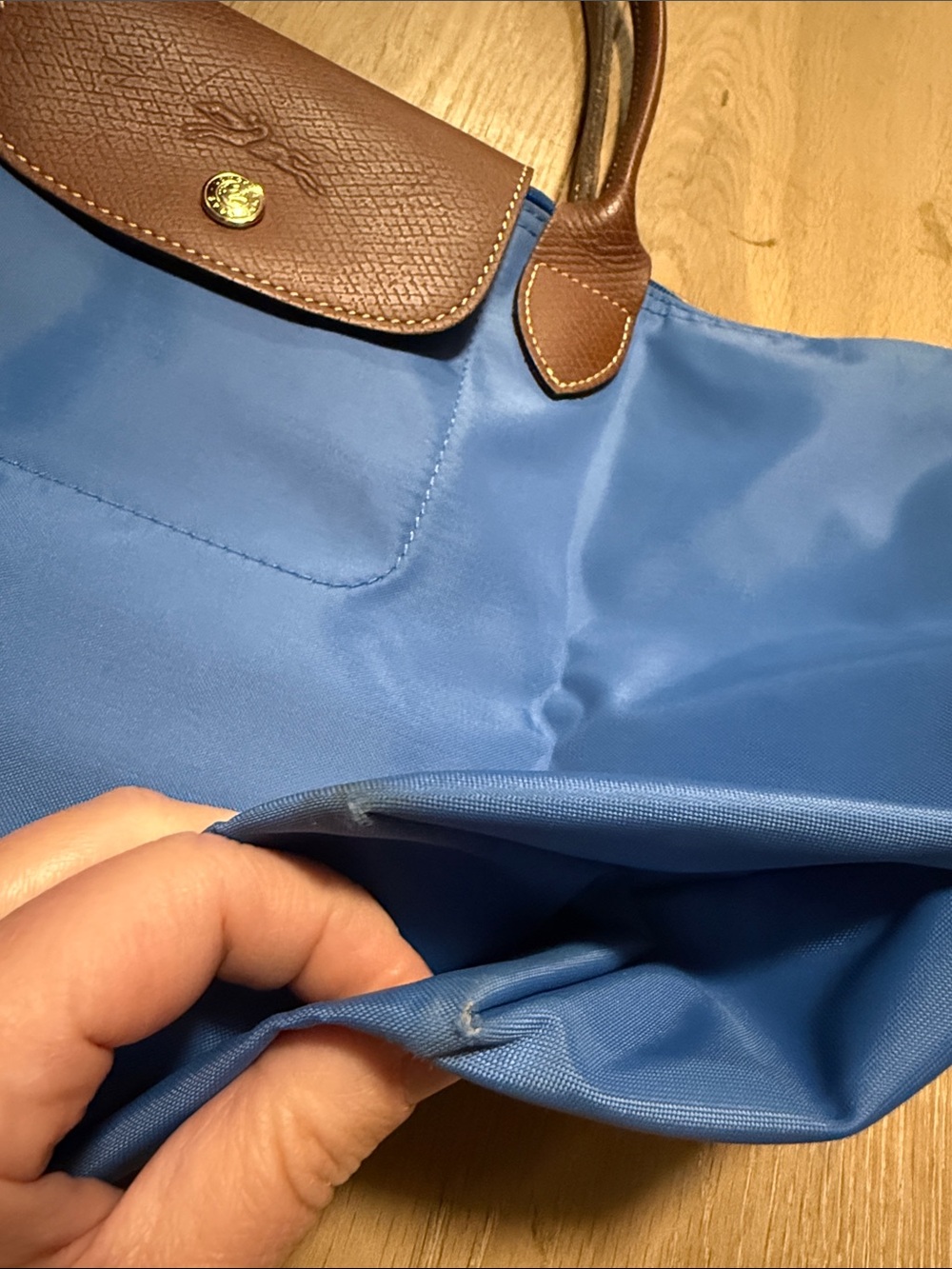 Longchamp Le pliage medium cobalt blue long straps tote shoulder - Picture 8 of 12